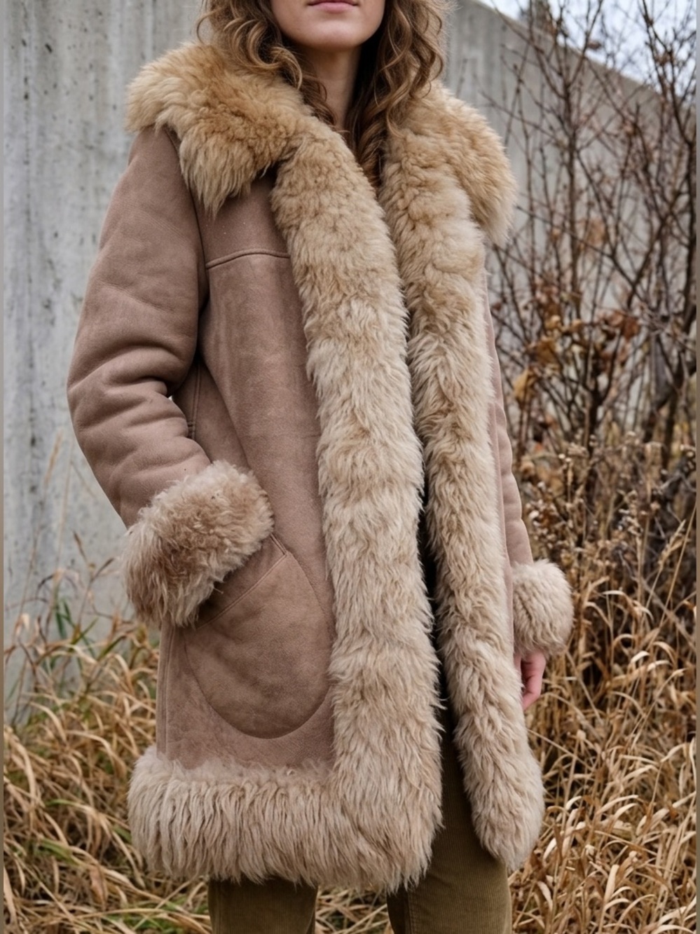 Vintage 1970s Shearling Leather Penny Lane Coat Afghan Princess Coat S